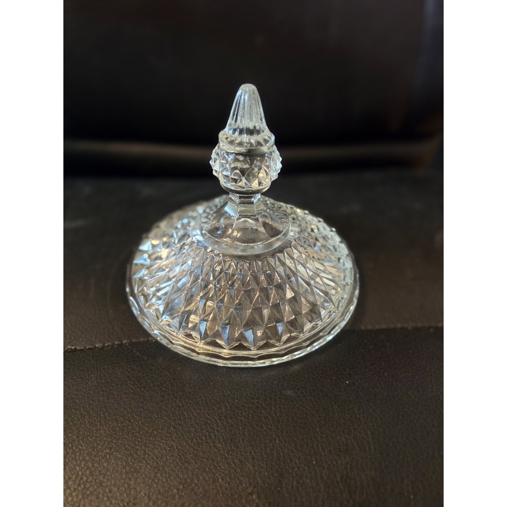 Vintage Indiana Glass Clear Ruby Flash Band  LID ONLY